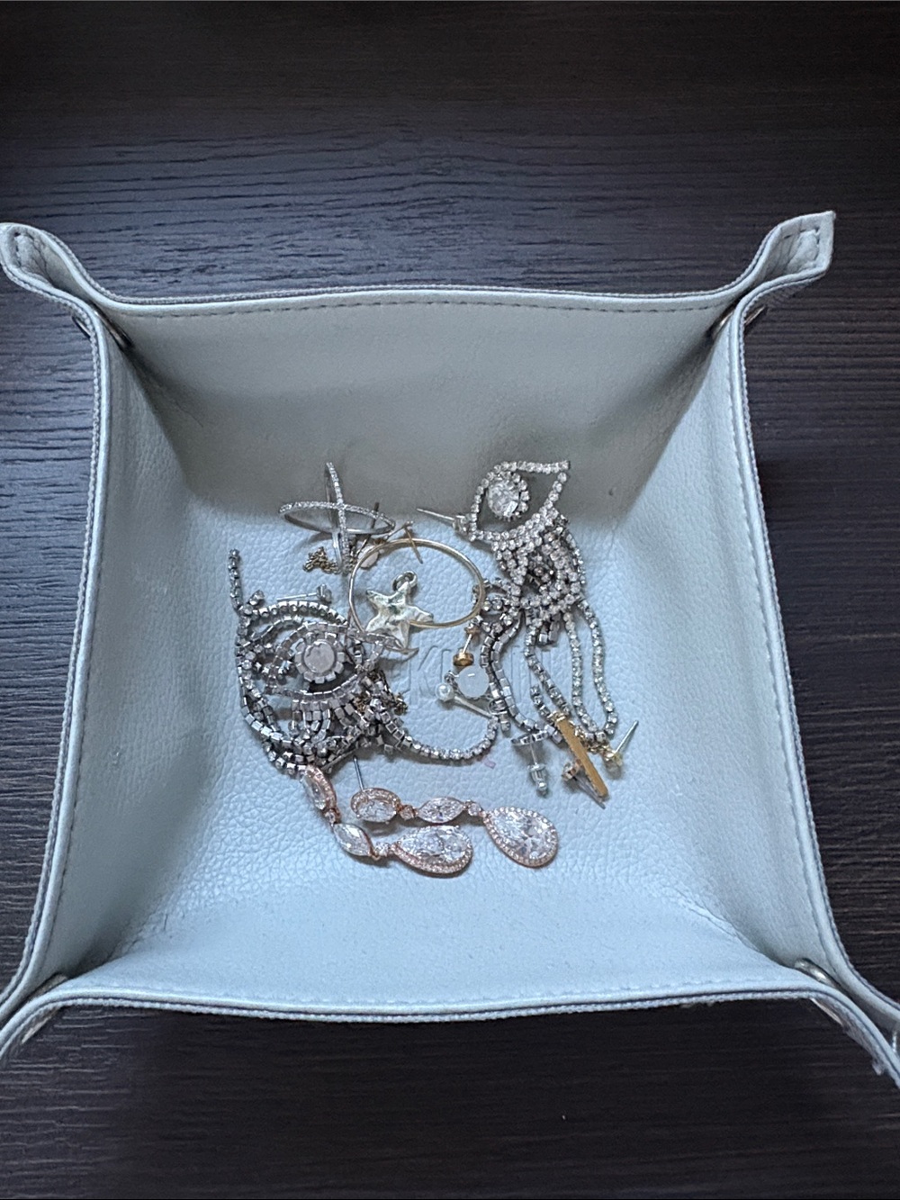 Silver-Tone Crystal Statement Necklace and Earring Set